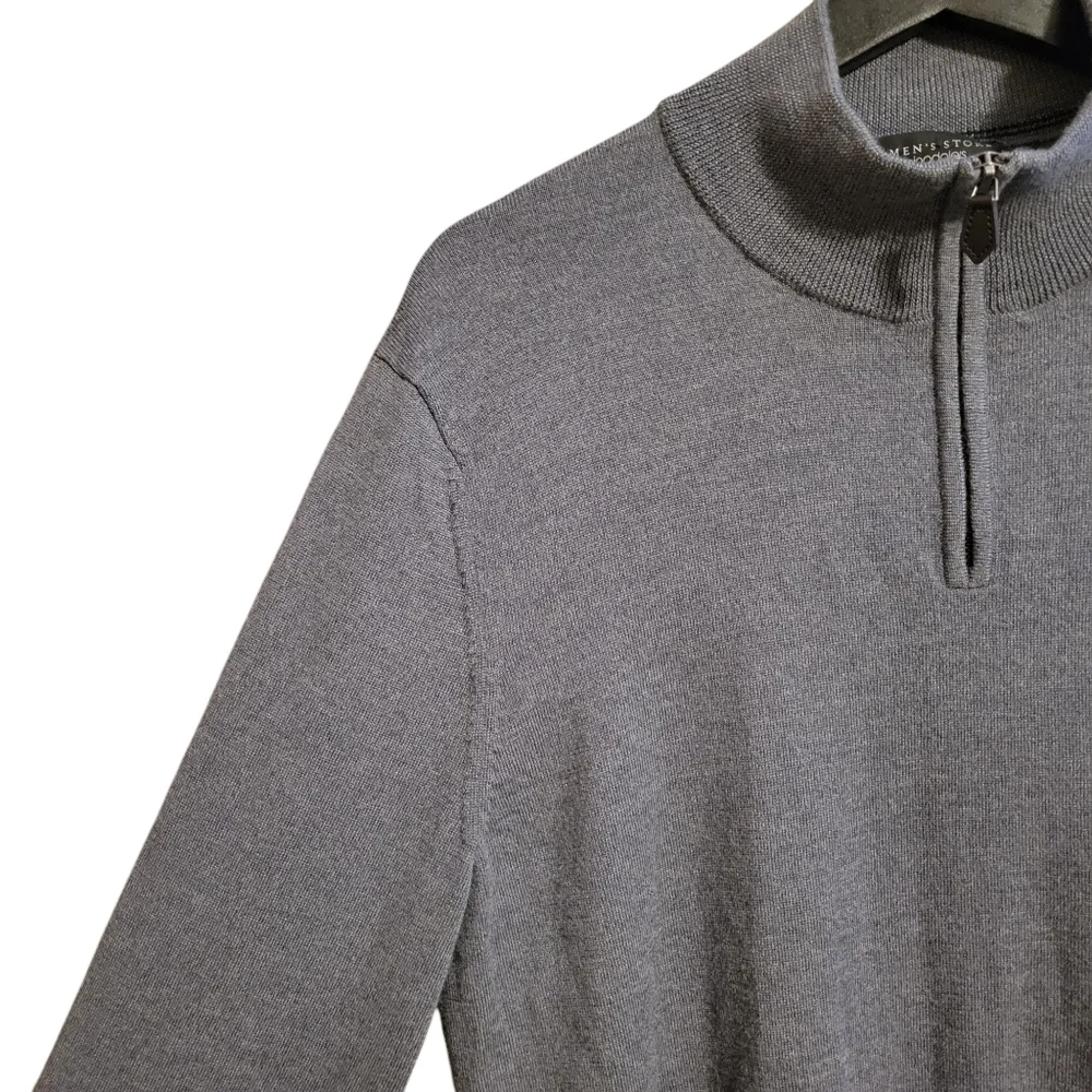 Bloomingdale's Merino Wool Gray Quarter-Zip Sweater